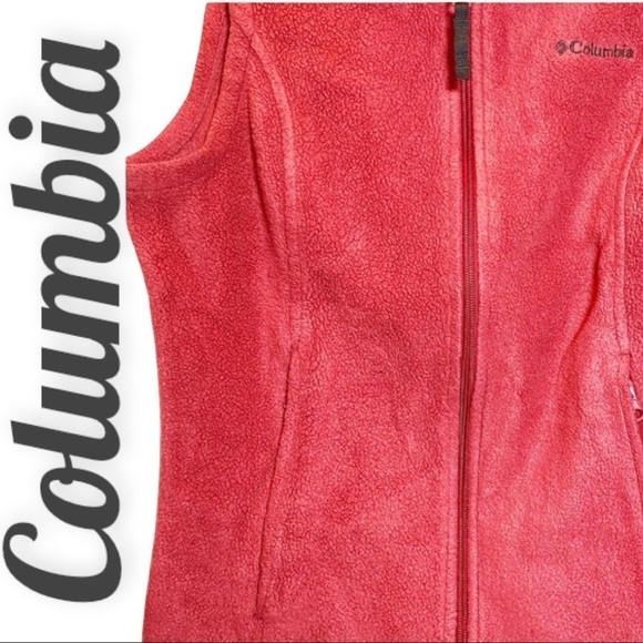 COLUMBIA Full Zip Fleece Mock Neck Vest in Coral, Size XS - Picture 4 of 8